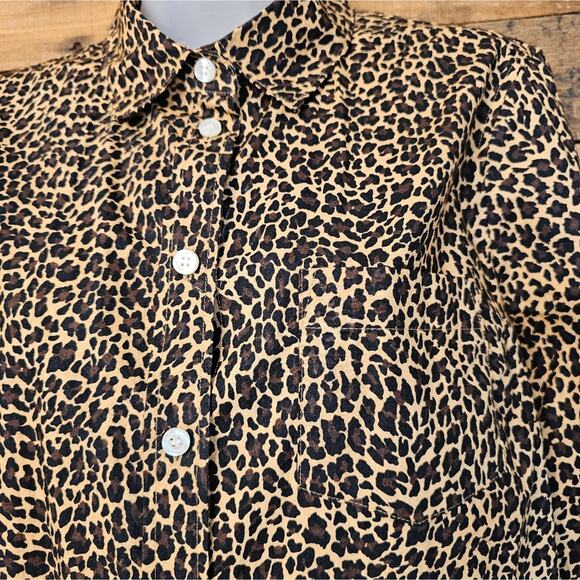 J. Crew women's animal print causal button up shirt size M - Picture 5 of 14
